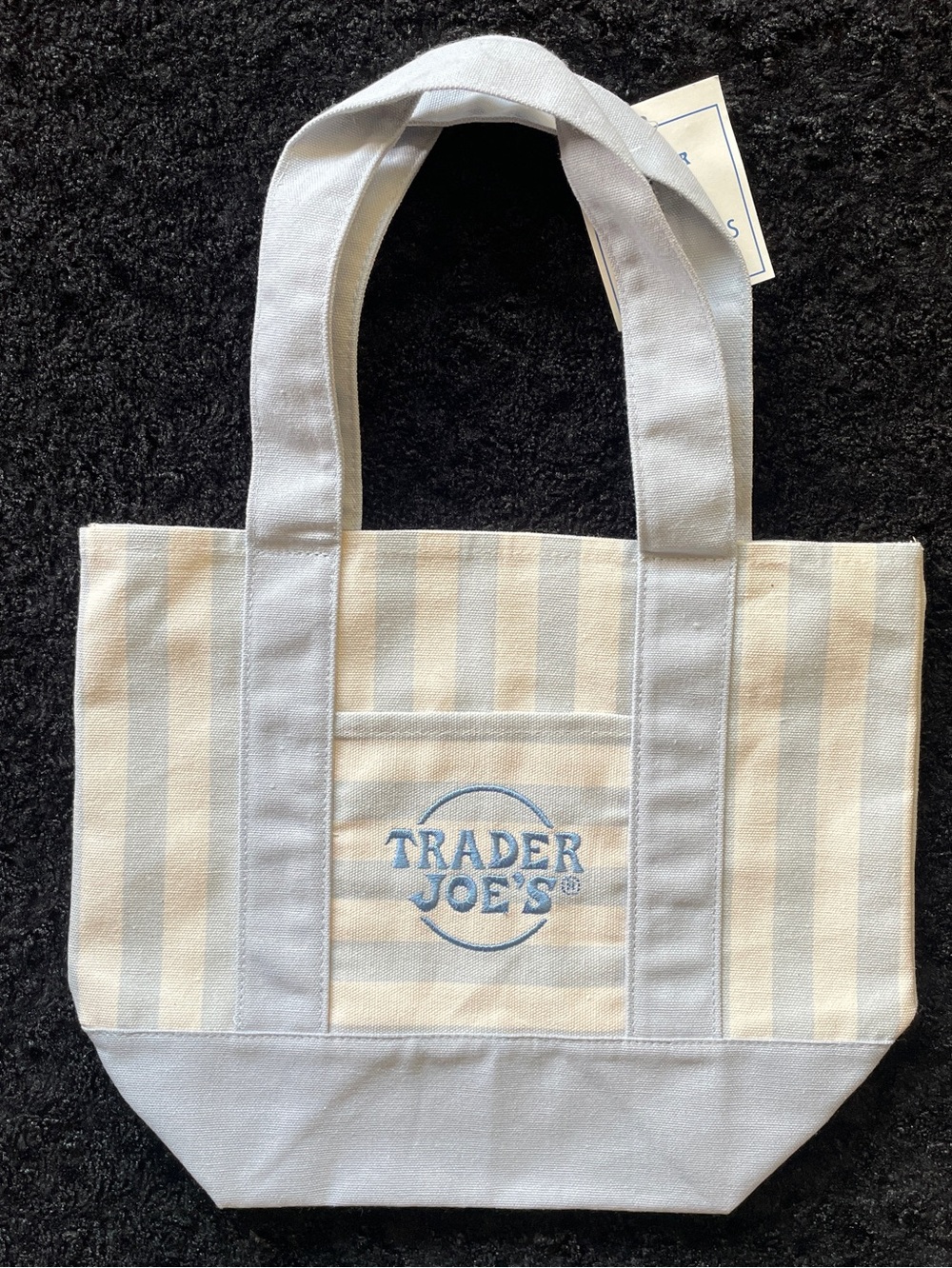 Trader Joe’s Striped Mini Canvas Tote Bag - Pink, Green, Blue, Tan Set of 4 - Picture 6 of 9